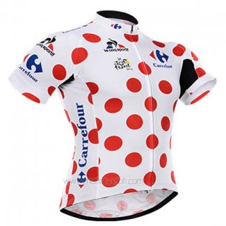 2015 Maillot Cyclisme Tour De France Blanc Rouge Manches Courtes